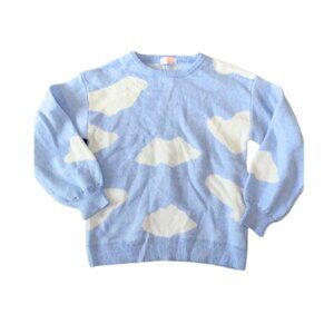 Cloud Pattern Crewneck Sweater Oversized